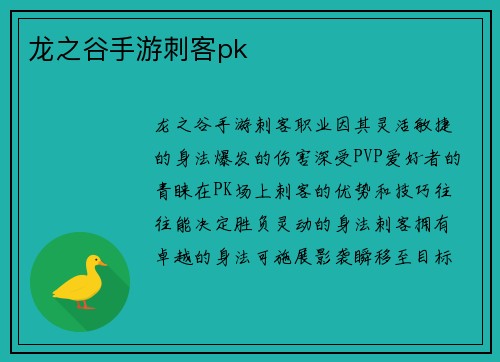 龙之谷手游刺客pk